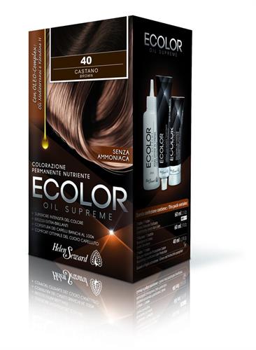 ECOLOR 40 castano KIT COLORAZIONE PERMANENTE OLIO NO AMMONIA