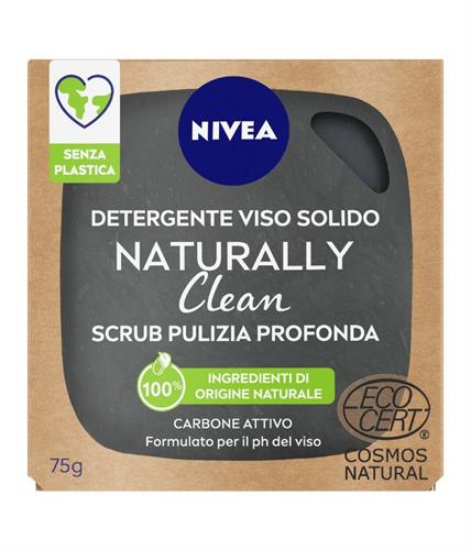 NIVEA DET.VISO SOLIDO scrub pulizia profonda 75GR.nero NATURALLY CLEAN