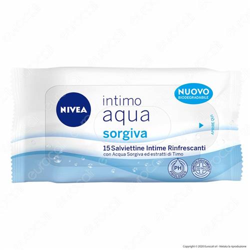 NIVEA INTIMO AQUA SORGIVA SALVIETTINE 15 PZ RINFRESCANTI