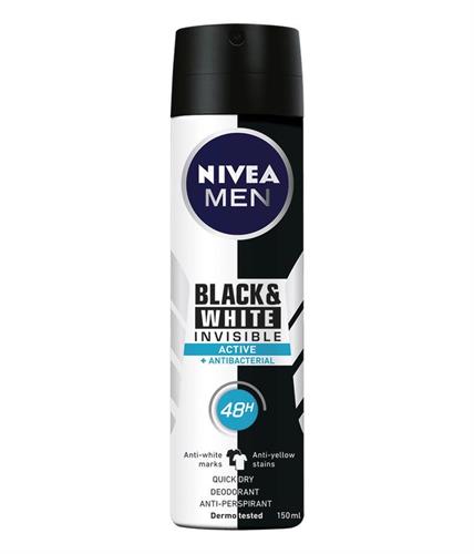 NIVEA DEO SPRAY MEN BLACK & WHITE ACTIVE 150 ML INVISIBILE