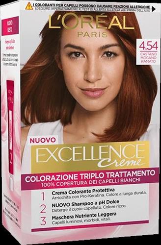 EXCELLENCE 4.54 castano mogano ramato CREMA COLORANTE KIT L'OREAL