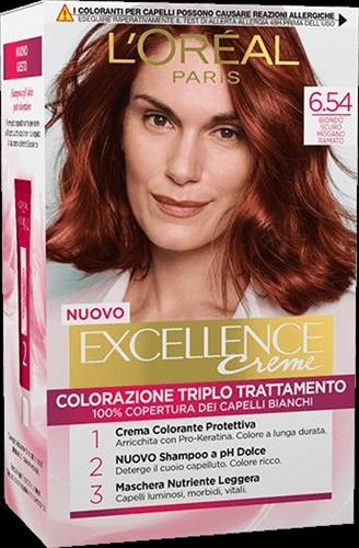 EXCELLENCE 6.54 biondo scuro mogano ramato CREMA COLORANTE KIT L'OREAL