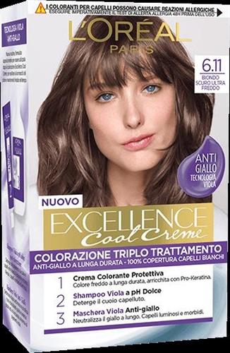 EXCELLENCE 6.11 biondo scuro ultra freddo CREMA COLORANTE KIT L'OREAL