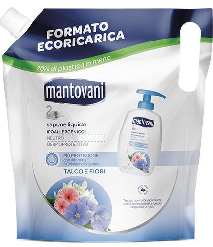 MANTOVANI SAPONE LIQ.750 ML.talco e fiori ECORICARICA